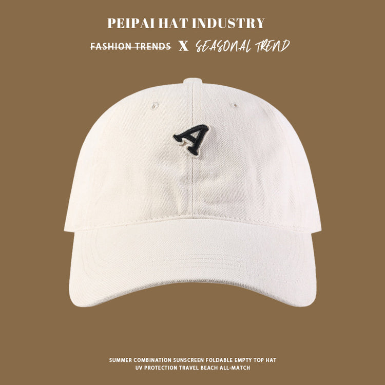 流行帽子|新款貼布字母A棒球帽春秋字母韓版鴨舌帽寬檐顯臉小百搭遮陽帽子「C4286」24.09-2