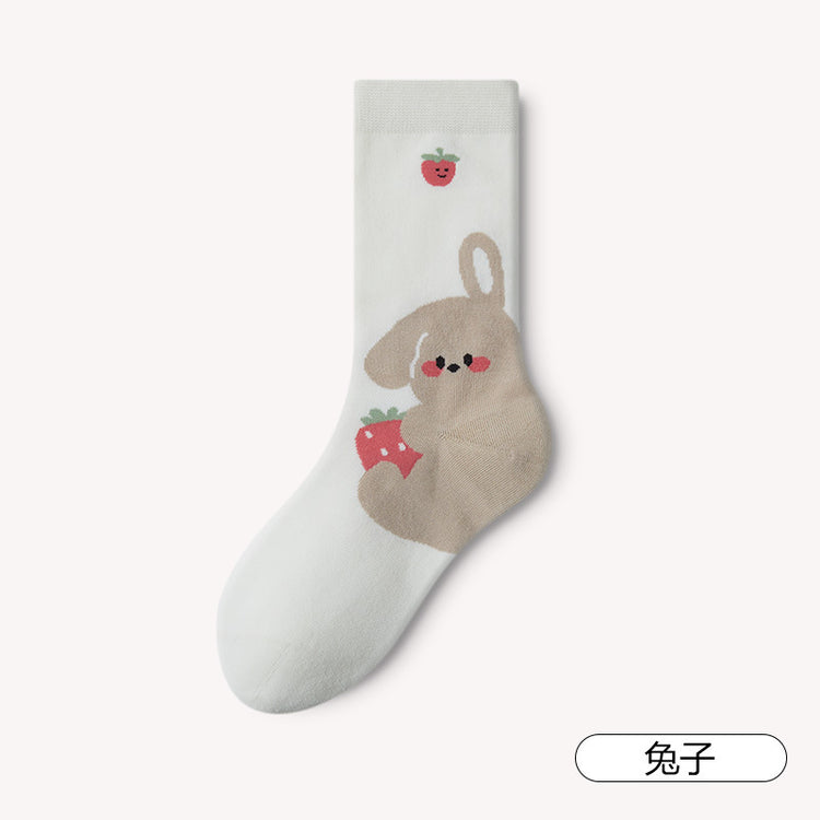 女襪|卡通可愛襪子女夏季薄款親膚舒適中筒襪棉質無骨透氣潮流堆堆襪「MS5009」25.03-2