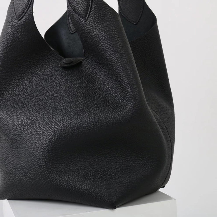 質感真皮|新款頭層牛皮水桶包菜籃手提女真皮高級感托特包荔枝紋包包「9017」25.03-2