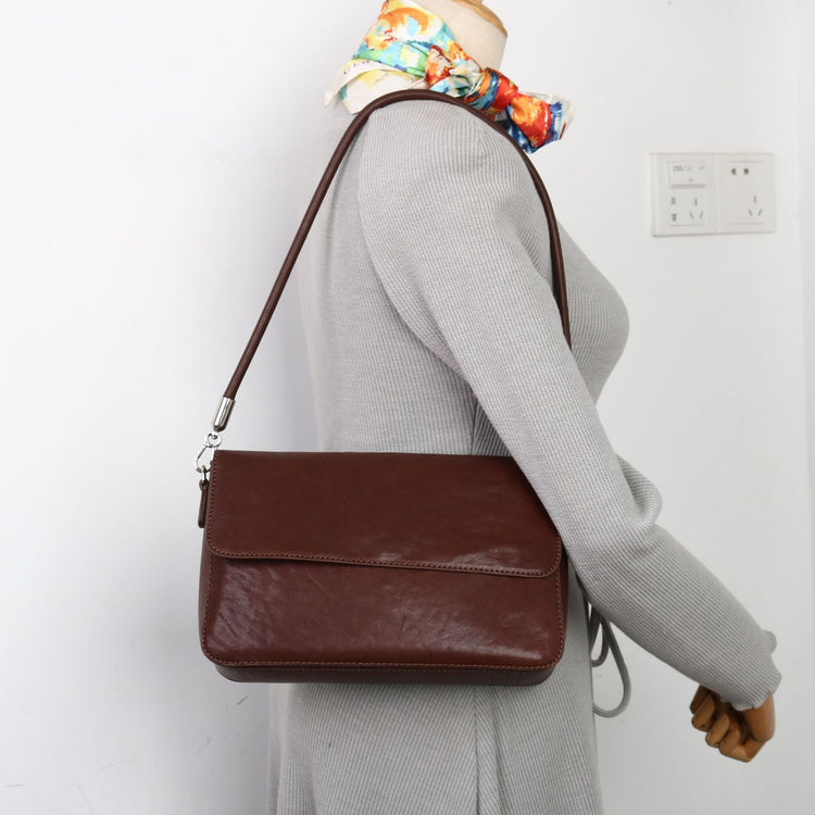 質感真皮|2024新款百搭ins復古頭層植鞣牛皮高級感包簡約時尚單肩斜背包「M-132#」24.07-3