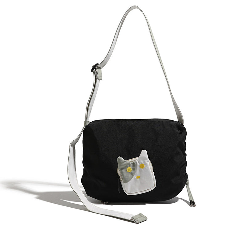 致青春|可愛貓咪斜背包卡通休閒韓版輕便小背包大容量設計感通勤單肩包「909-123」25.06-2