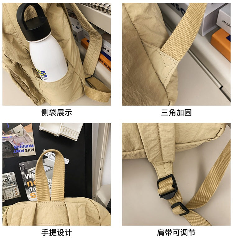 致青春 | 新款輕便尼龍雙肩包布包原宿風大學生書包女夏背包雙口袋背包「9676-130」24.06-3