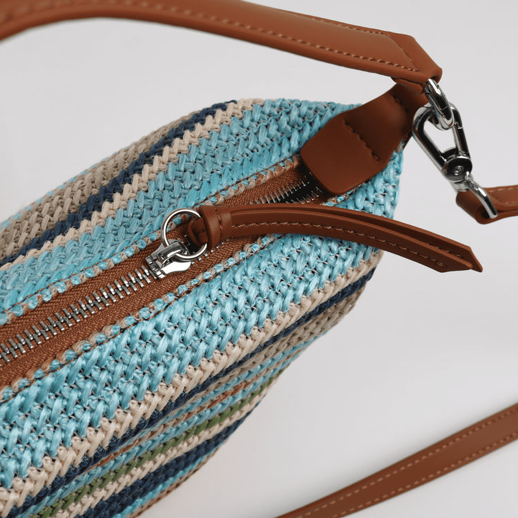 質感真皮|2024夏季新款小眾彩虹編織腋下包包彩度假託特包復古百搭單肩包「3522#」24.06-2