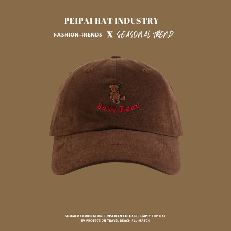 流行帽子|日系新款可愛小熊刺繡字母棒球帽ins風經典百搭個性軟頂休閒帽子「C4416」24.09-3