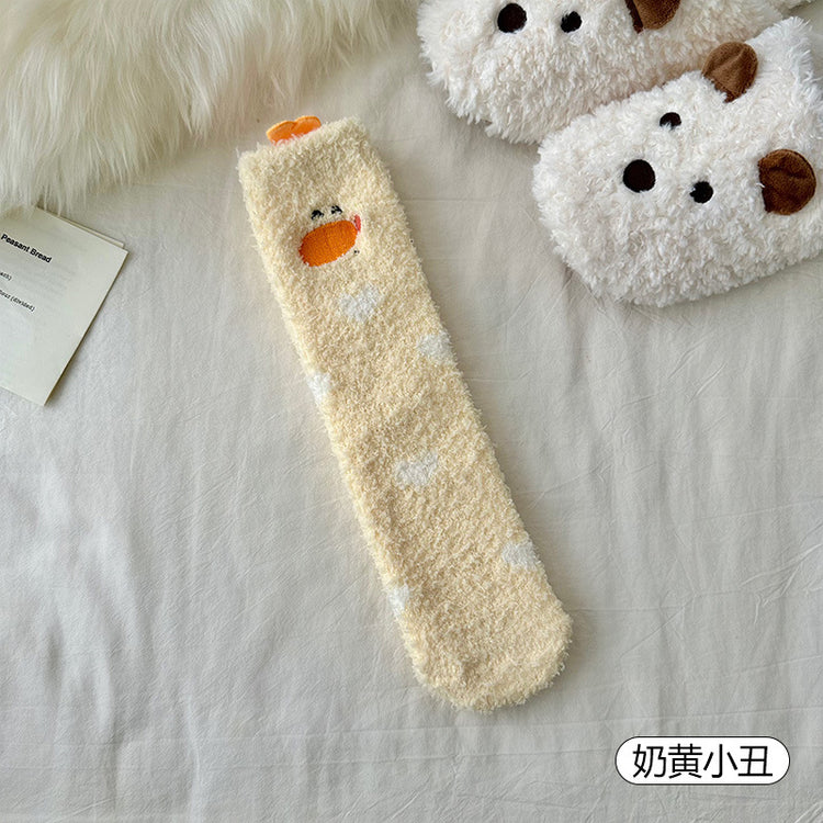 女襪|冬季襪子女軟糯舒適居家保暖地板襪立體卡通圖案加絨加厚睡眠襪「QZ2578」25.11-2