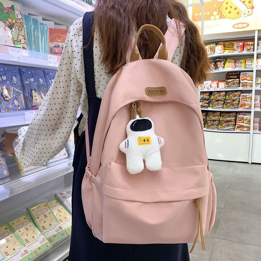 致青春|書包女國中高中生大容量上課補習雙肩包女純色百搭通勤雙肩包「1019-124」25.10-3