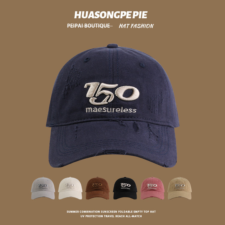 流行帽子|帽子夏季新款破洞刺繡遮陽帽寬檐遮臉百搭防曬純色多巴胺棒球帽女「C4073」24.06-3