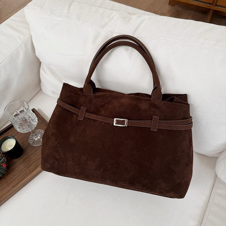 日韓流行|時尚復古絨磨砂大容量手提包包女士2025秋冬新款簡約休閒大包「J8939」25.09-3