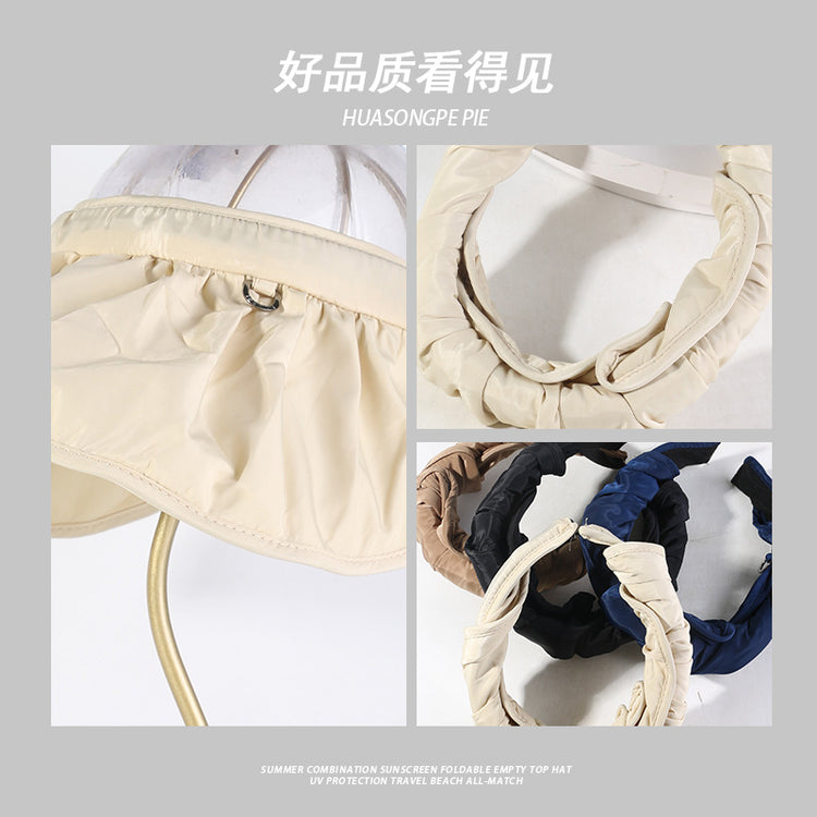 流行帽子|防曬帽女夏季防紫外線2024新款遮陽帽貝殼空頂帽遮臉大檐發箍帽子「C4273」24.08-3