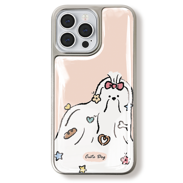 手機殼|iPhone電鍍銀邊滴膠手機殼16/1515plus適用iPhone12Pro可愛1「LR1551」25.04-1