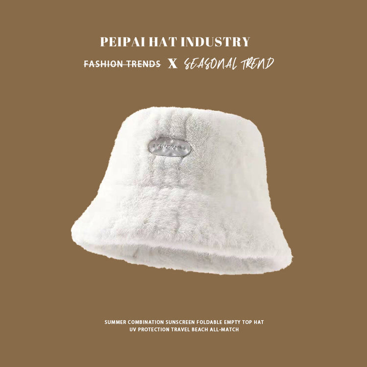 流行帽子|加絨百搭毛絨漁夫帽女秋冬保暖防寒盆帽學院風顯臉小加厚毛絨帽子「C4861」24.12-1