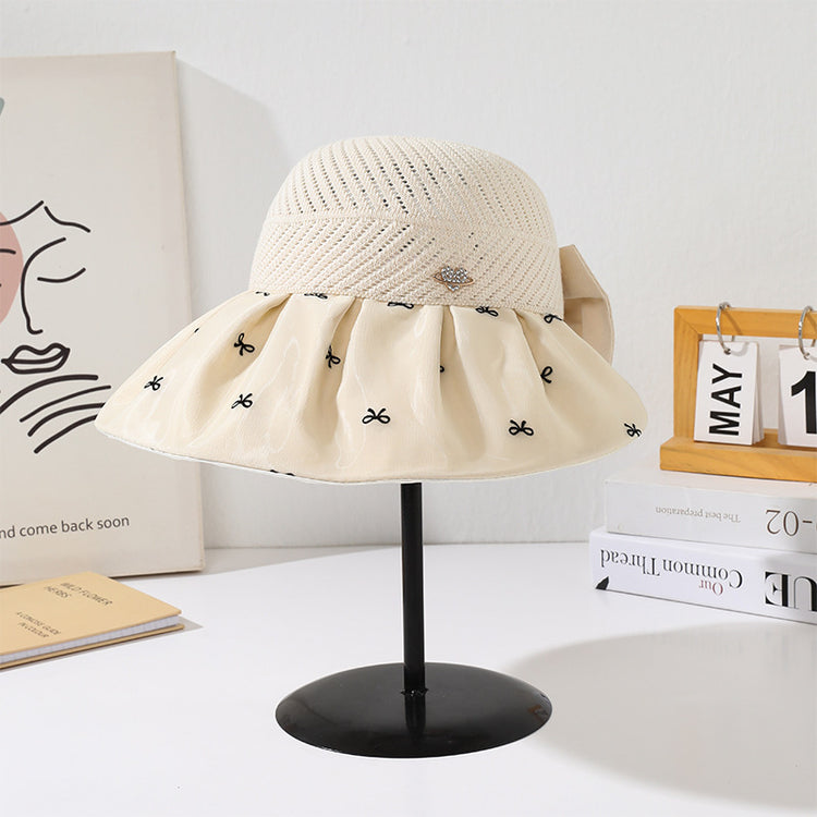 流行帽子|夏季新款帽子女蝴蝶結遮陽空頂帽韓版時尚防曬太陽帽戶外漁夫帽潮「C5203」25.04-4