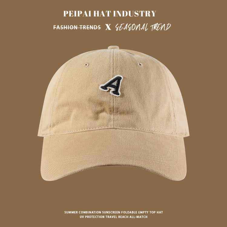 流行帽子|新款貼布字母A棒球帽春秋字母韓版鴨舌帽寬檐顯臉小百搭遮陽帽子「C4286」24.09-2