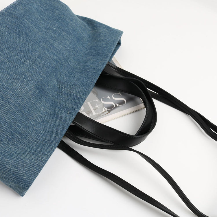 質感真皮|2024新款百搭高級感牛仔頭層牛皮托特包大容量單肩女包慵懶風「3532-1」24.06-4