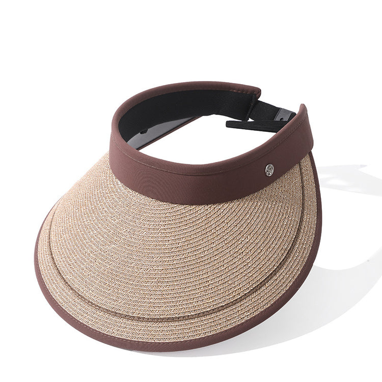 流行帽子|夏季新款戶外遮陽可折疊黑膠塗層女士草帽沙灘防曬防紫外線空頂帽「C3720」24.03-2