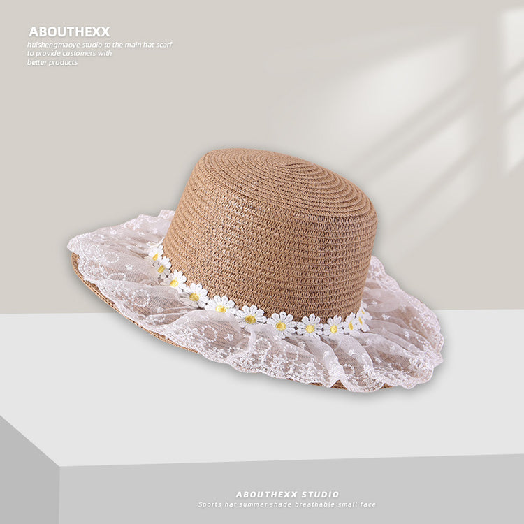 流行帽子|夏季新款蕾絲帽子女戶外防紫外線草帽沙灘防曬遮陽太陽帽潮漁夫帽「C5276」25.05-3