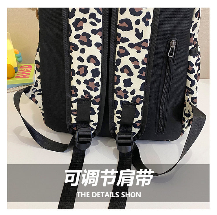 致青春|跨境海外熱銷時尚豹紋背包潮流印花時尚雙肩包女洋氣百搭大學生書包「5504」24.10-5