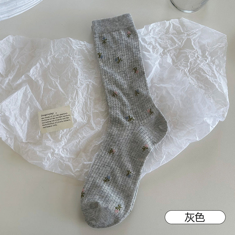 女襪|夏季薄款襪子女棉質吸汗網眼透氣中筒襪彈力親膚舒適通勤堆堆襪「DMS5013」25.07-3