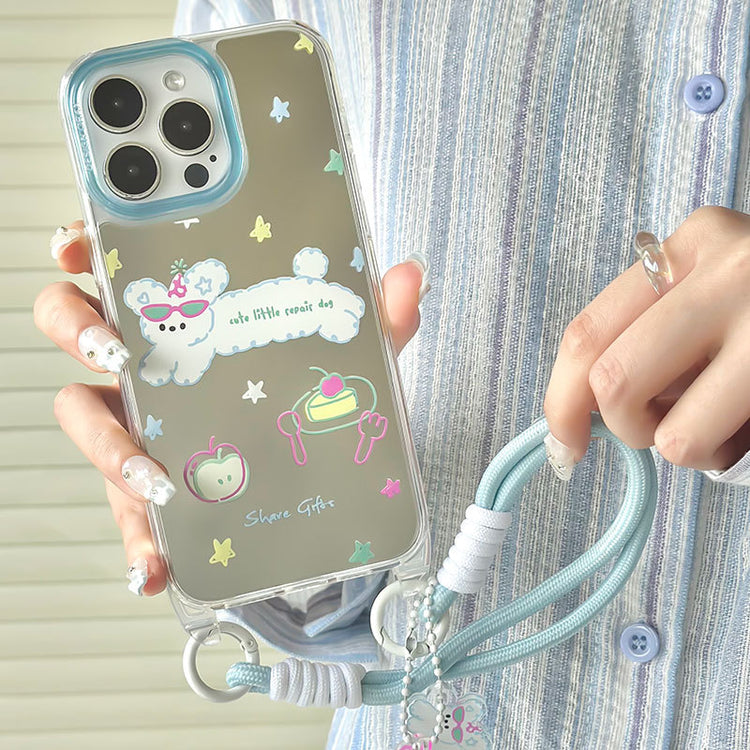 手機殼|15/14pro蘋果手機殼夏天13適用iPhone14pro掛繩鏡面殼12/11女「LR0852」24.07