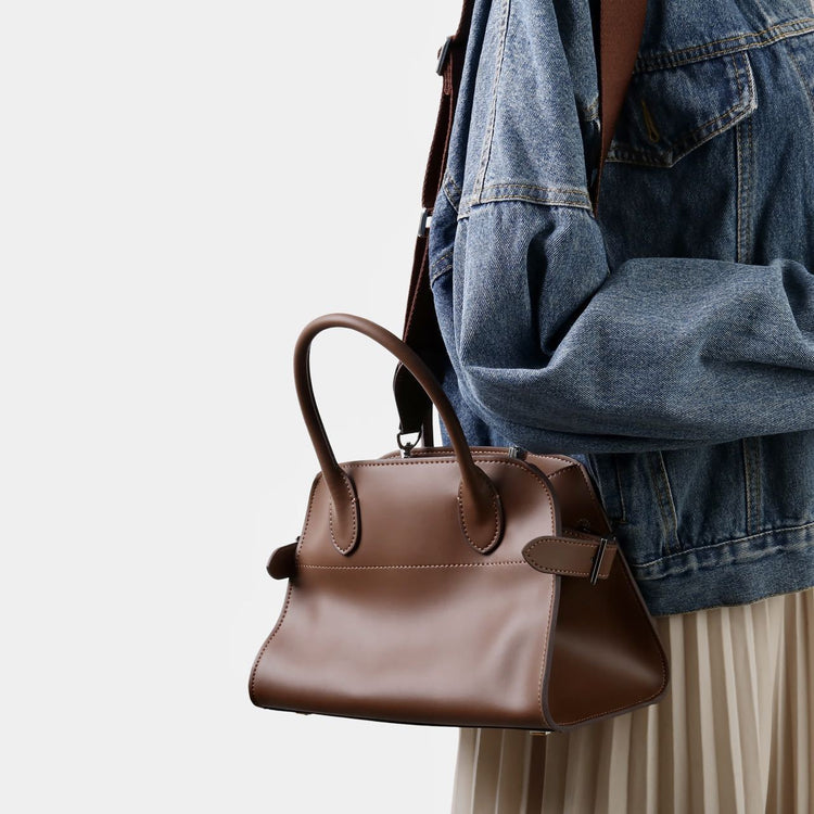 質感真皮|牛皮包2024年春夏新款大容量托特包真皮百搭通勤單肩簡約手提包女「3179」24.11-2