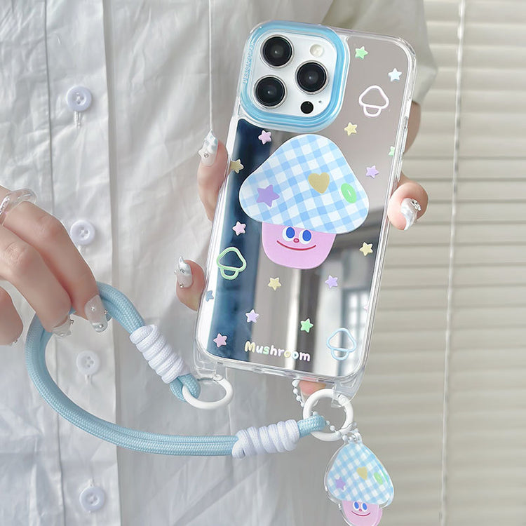 手機殼|蘋果15手機殼女款用12掛繩鏡面殼13pro適用iPhone14promax「WM0624」24.07