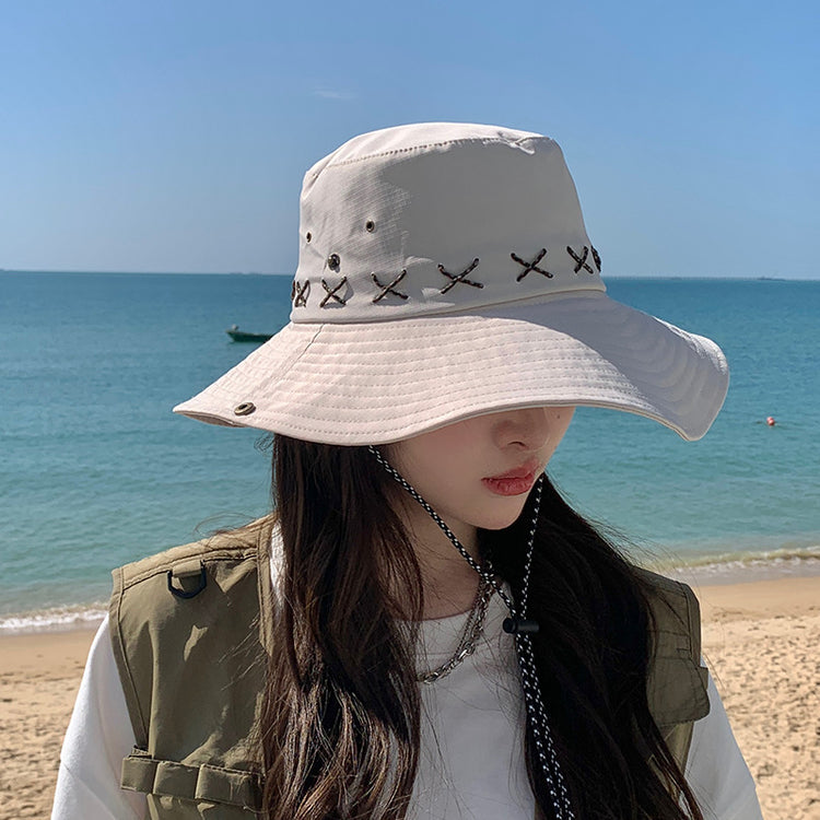 流行帽子|夏季露營帽復古西部牛仔大帽簷遮陽防曬戶外登山帽子釣魚漁夫帽「C3697」24.03-2