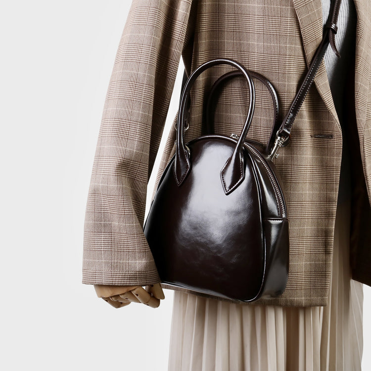 質感真皮|2025新款優質油蠟皮日式小眾貝殼包純日韓風手提單肩斜挎包女百搭「2532」25.02-2