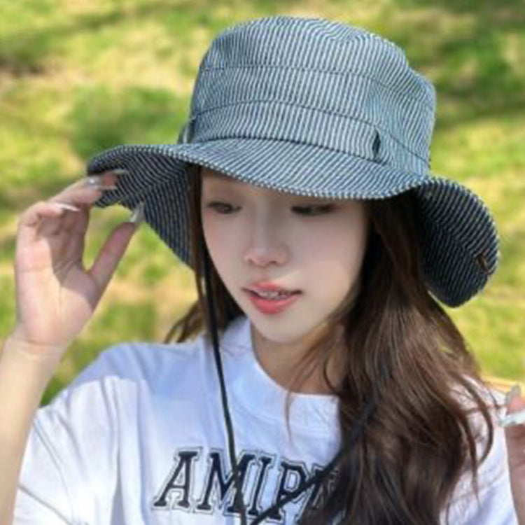 流行帽子|條紋百搭登山帽女春夏新款戶外遮陽帽西部牛仔時尚漁夫釣魚帽子男「C3731」24.03-2
