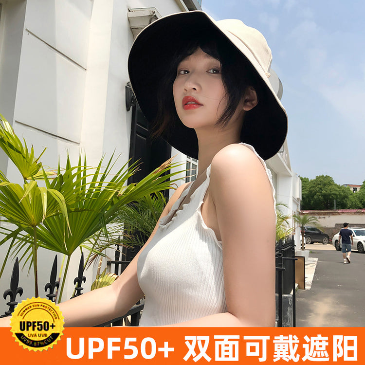 流行帽子|帽子女雙面漁夫帽日系大沿韓版遮陽帽夏季百搭防曬防紫外線太陽帽「E09419」25.03-2