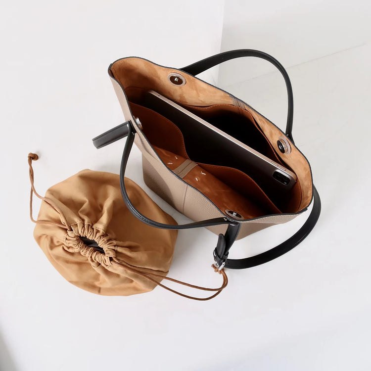 質感真皮|2025新款頭層牛皮手提托特包真皮水桶包小眾高級感腋下包時尚單肩包「2963」25.02-3