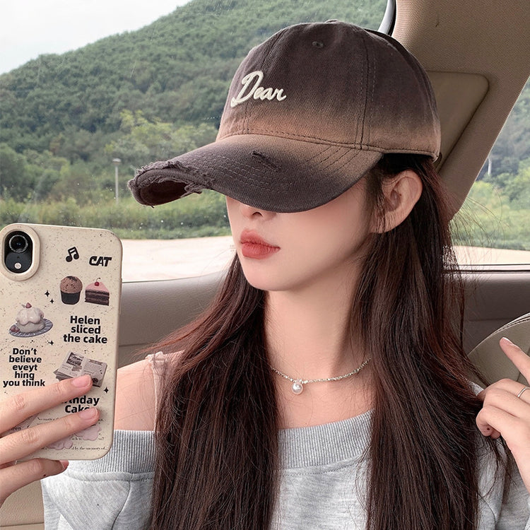 流行帽子|2024新款街頭復古文藝百搭立體繡扎染破洞棒球帽寬檐遮臉防風帽子「C4579」24.10-5