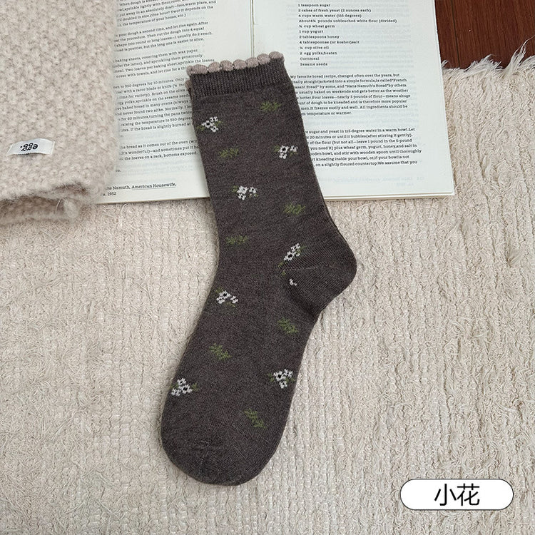 女襪|秋冬美拉德咖色襪子女加厚保暖蓄熱鎖溫羊毛襪復古潮流好搭中筒襪「HD25862」25.11-3