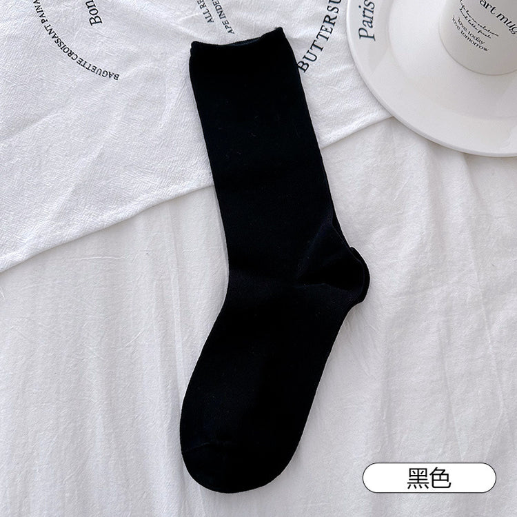 女襪|灰色堆堆襪子女棉質柔軟親膚舒適彈力中筒襪ins潮簡約好搭無骨襪「MS5011」25.03-2