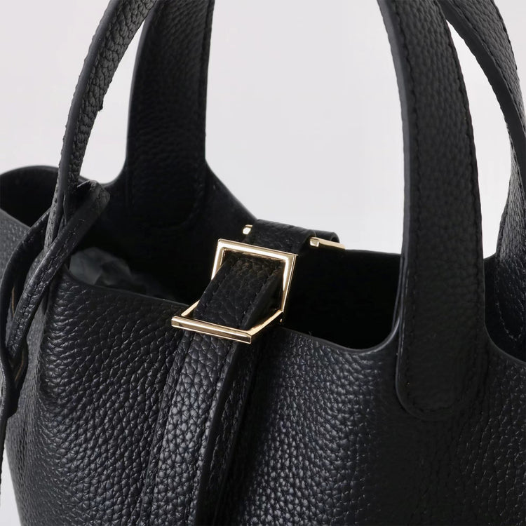 質感真皮|2025年新款時尚軟牛皮水桶包togo頭層牛皮h家菜籃子百搭通勤手提包「80900」25.04-4