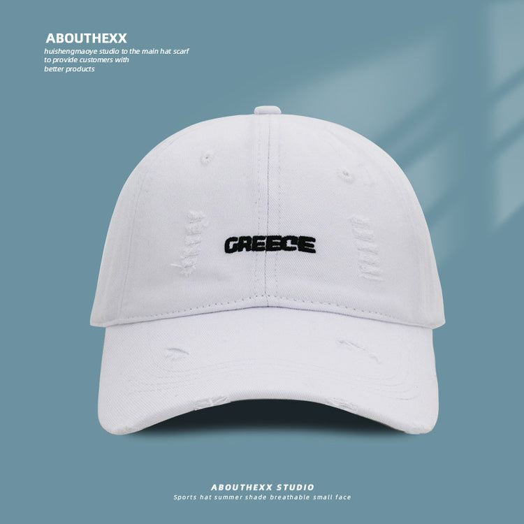 流行帽子|新款破洞字母帽子女情侶百搭鴨舌帽時尚個性刺繡棒球帽男顯臉小潮「C3830A」25.04-4