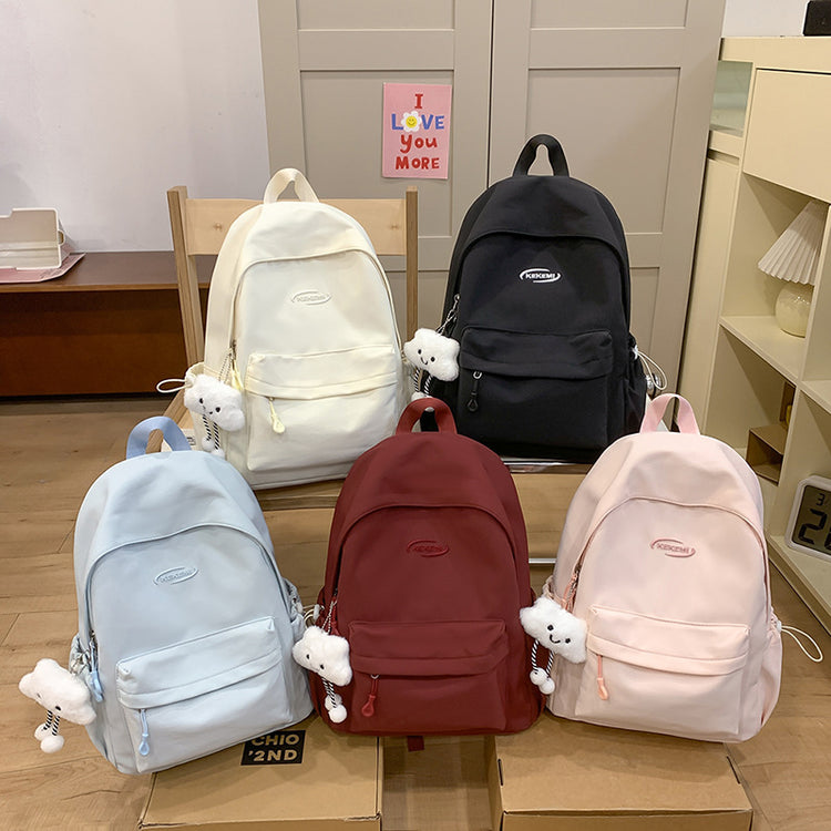 致青春|跨境簡約雙肩包少女森系純色百搭背包大容量質感初高大學生書包「9091-127」24.12-3