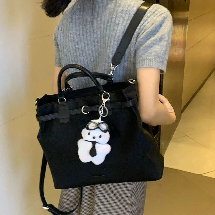 日韓流行 | 兩用大容量學生雙肩背包女2025新款手提電腦包通勤單肩斜挎托特包「9572#」25.04-2