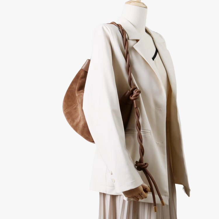 質感真皮|2025新款磨砂牛皮休閒百搭牛角月牙餃子包真皮腋下包簡約通勤「7040」25.06-4