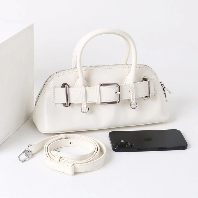 質感真皮|2025新款百搭手提包時尚優雅肩斜背包韓國小眾手提保齡球包包「6717」25.07-2