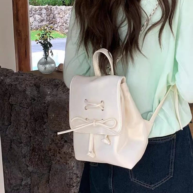 日韓流行|芭蕾風蝴蝶結雙肩包包女式2024新潮韓國背包可愛手提單肩包書包「9371#」24.05-2