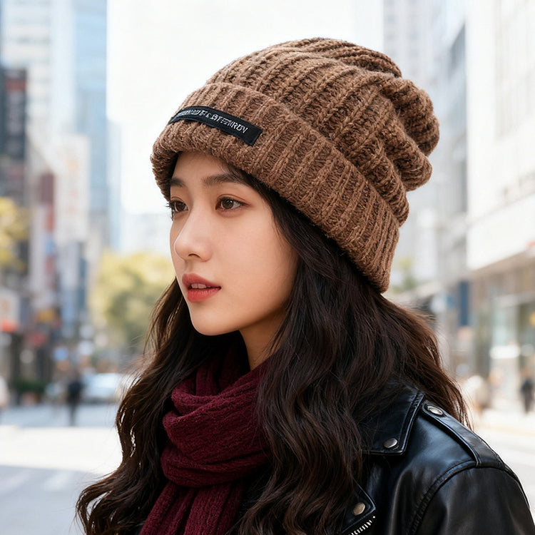 流行帽子|2025年帽子女粗針織毛線帽秋冬款季百搭大頭圍米色寬松潮顯臉小帽「C2885AC」25.09-5