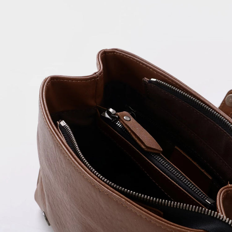 質感真皮|秋冬復古植鞣牛皮雙肩包2024新款單肩斜跨劍橋背包時尚百搭「3731」24.12-5