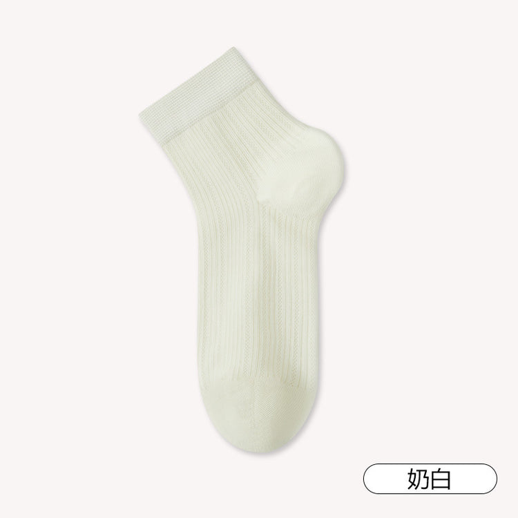 女襪|白色襪子女棉質耐磨抗起球彈力無骨短襪吸汗網眼透氣襪子批發「MI25813」25.05-2