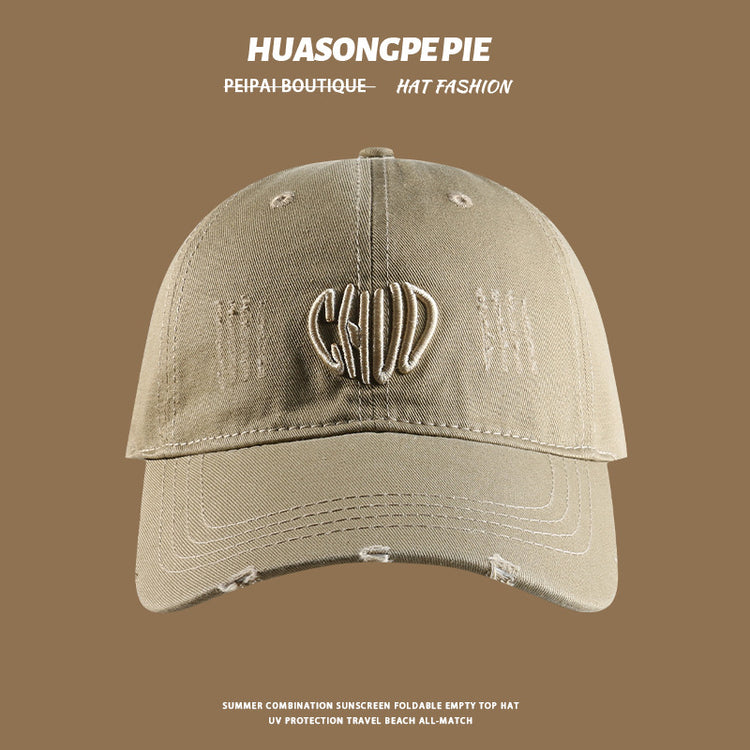 流行帽子|帽子防曬帽夏季女新款立體刺繡CHVD字母純色寬檐百搭遮臉棒球帽潮「C4065」24.06-3