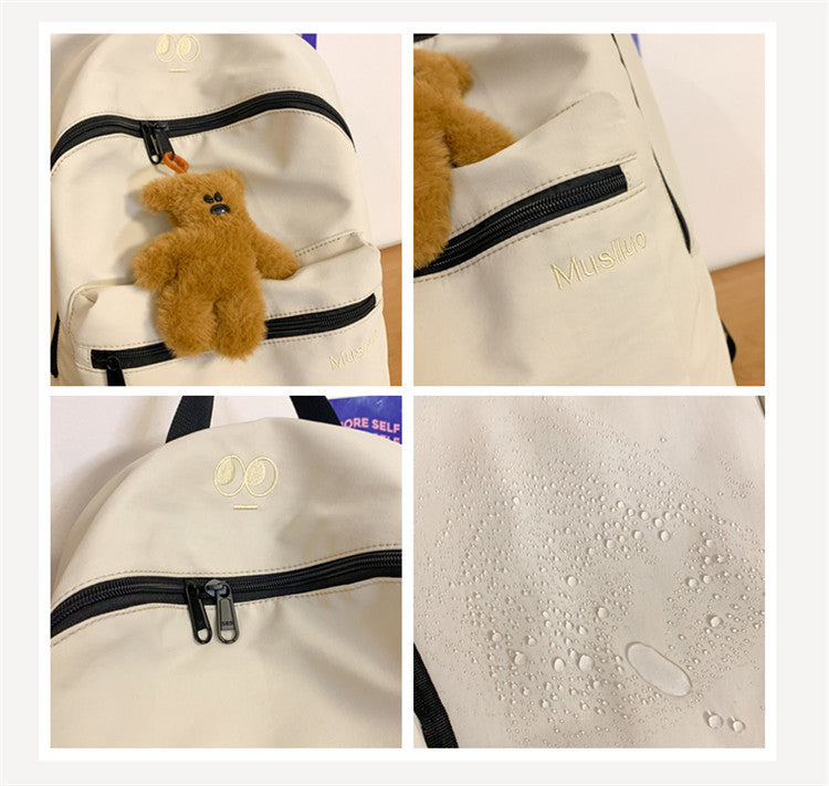 致青春 | 雙肩包男士簡約百搭大容量旅行背包女國中生高中大學生書包附泰迪小熊掛件「725-270-3」24.04-1