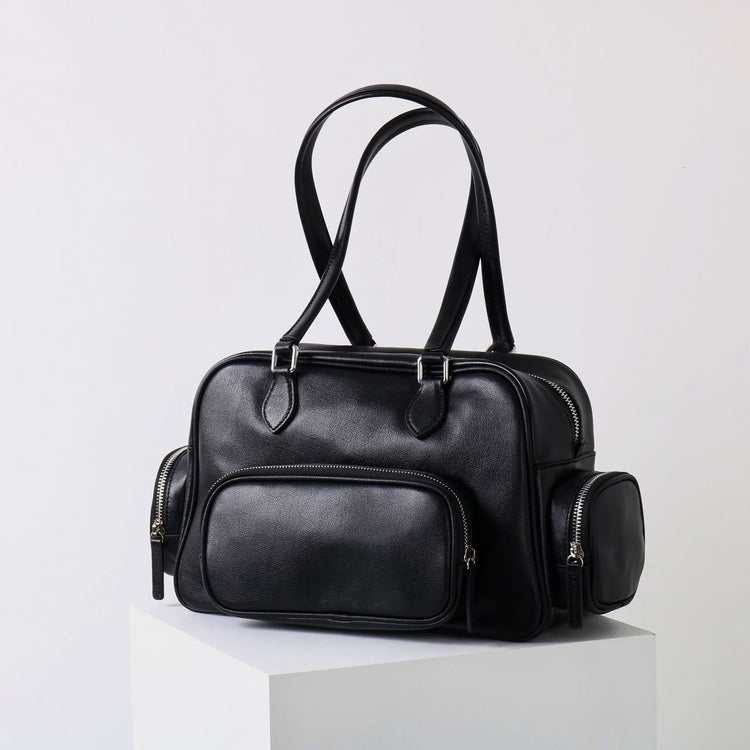 質感真皮|2024新款復古運動手提包機車包大容量秋冬單肩公文包休閒真皮女包「3301」24.12-4