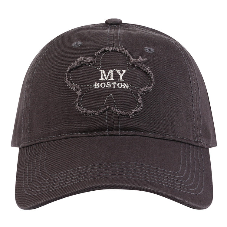 流行帽子|帽子女新款花朵貼布my刺繡棒球帽春秋季休閒百搭寬檐遮臉防曬帽潮「C4422」24.09-2