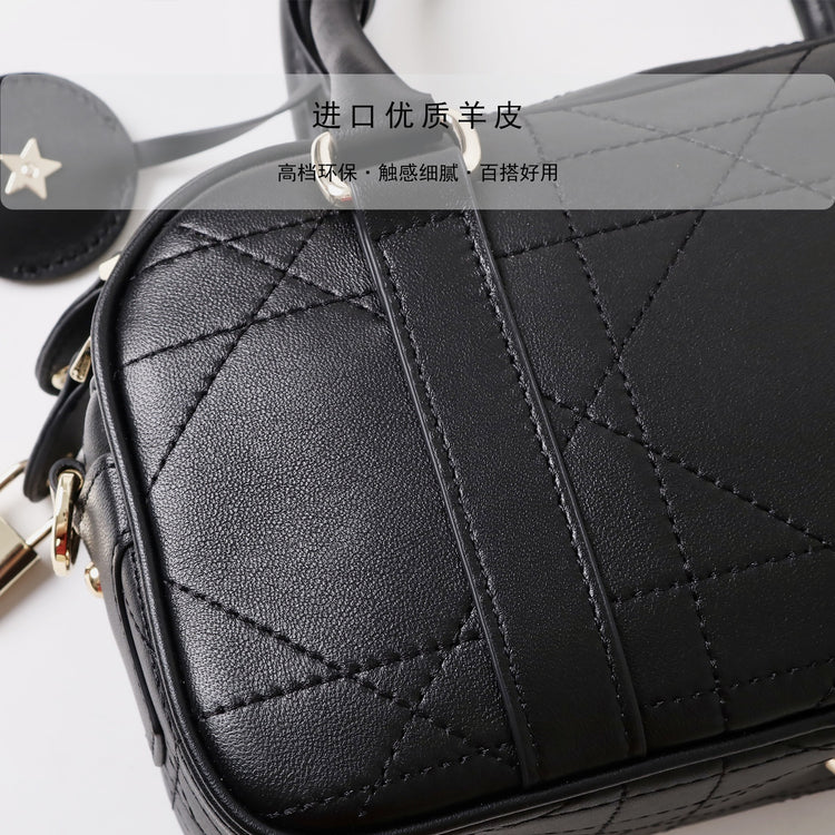 質感真皮|2025新款羊皮保齡球小波斯頓包女大容量單肩斜背包高級感手提包包「8222」25.04-3