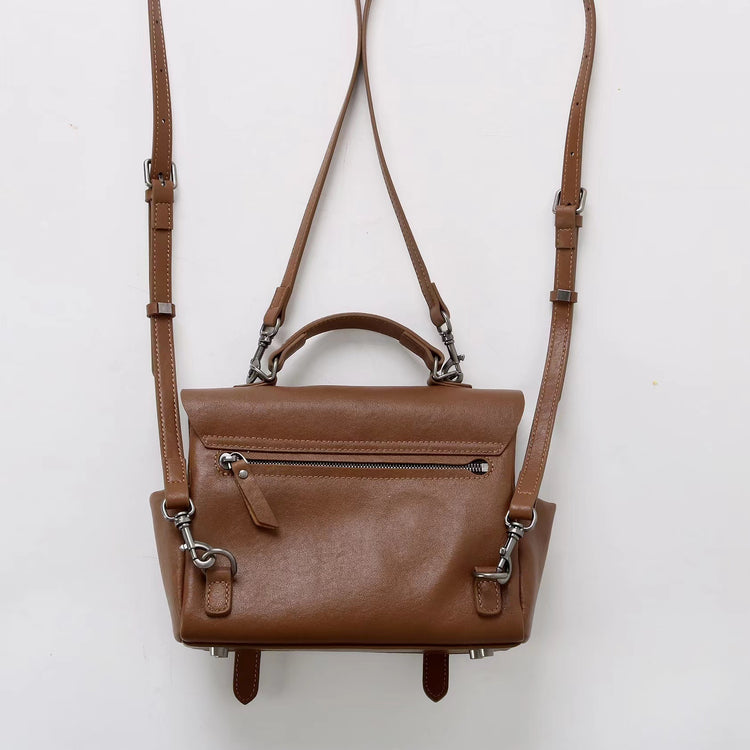 質感真皮|秋冬復古植鞣牛皮雙肩包2024新款單肩斜跨劍橋背包時尚百搭「3731」24.12-5