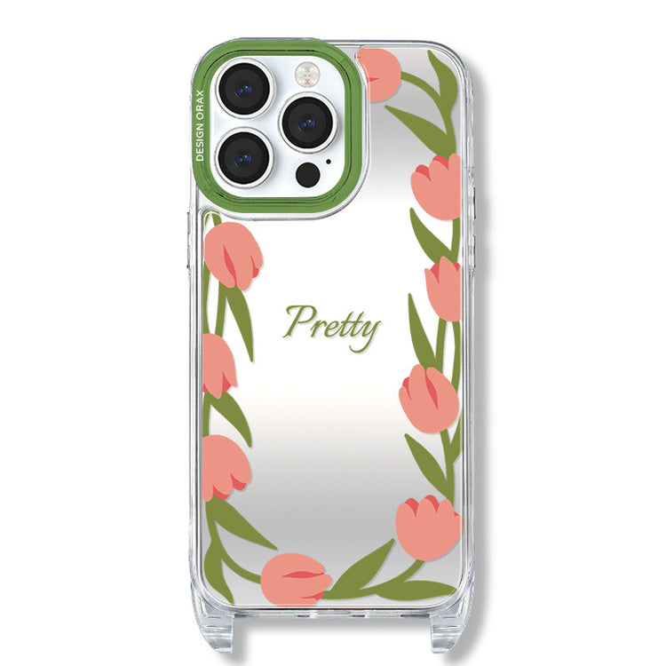 手機殼|iPhone14手機殼適用12掛繩鏡面殼蘋果15pro手機殼13promax女「WM0633」24.07